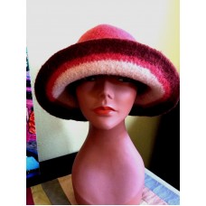 Handmade Thick Felted Wool Bucket Hat Floppy / Foldable Brim Rust Brown Ivory  eb-49134802